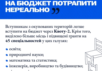 Інформацій щодо вступу молоді з тимчасово окупованих територій до українських закладів освіти